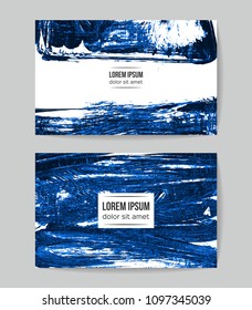 Set of vector business card templates with brush stroke background.