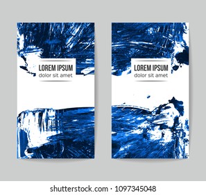 Set of vector business card templates with brush stroke background.