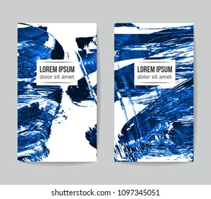 Set of vector business card templates with brush stroke background.