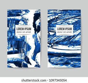 Set of vector business card templates with brush stroke background.