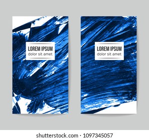 Set of vector business card templates with brush stroke background.