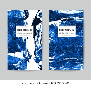 Set of vector business card templates with brush stroke background.