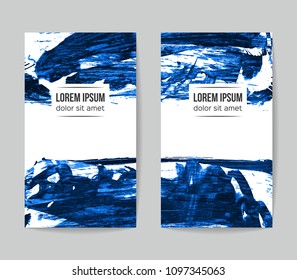 Set of vector business card templates with brush stroke background.