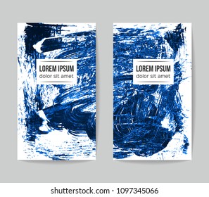 Set of vector business card templates with brush stroke background.