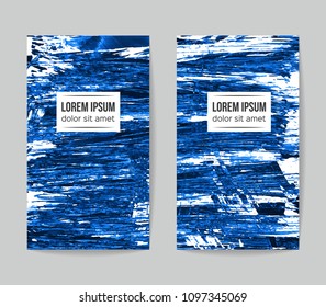 Set of vector business card templates with brush stroke background.