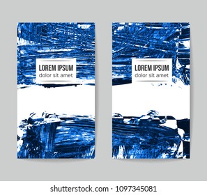 Set of vector business card templates with brush stroke background.