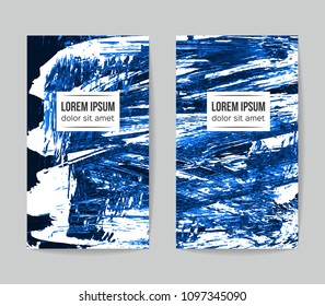 Set of vector business card templates with brush stroke background.
