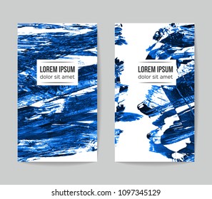 Set of vector business card templates with brush stroke background.