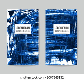 Set of vector business card templates with brush stroke background.