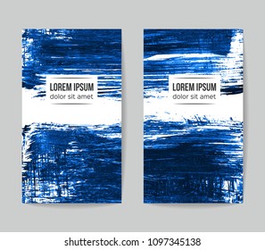 Set of vector business card templates with brush stroke background.