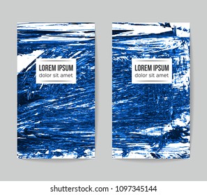 Set of vector business card templates with brush stroke background.