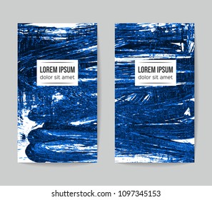 Set of vector business card templates with brush stroke background.