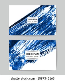 Set of vector business card templates with brush stroke background.