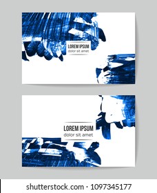 Set of vector business card templates with brush stroke background.