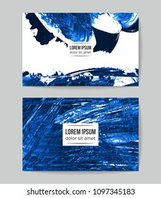 Set of vector business card templates with brush stroke background.