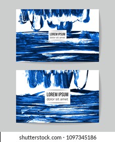 Set of vector business card templates with brush stroke background.