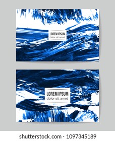 Set of vector business card templates with brush stroke background.