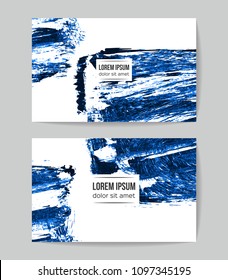 Set of vector business card templates with brush stroke background.