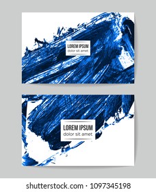 Set of vector business card templates with brush stroke background.