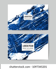 Set of vector business card templates with brush stroke background.