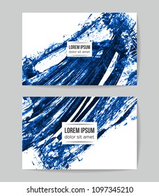 Set of vector business card templates with brush stroke background.