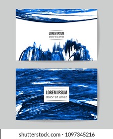 Set of vector business card templates with brush stroke background.