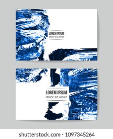 Set of vector business card templates with brush stroke background.