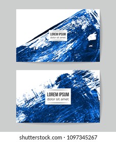 Set of vector business card templates with brush stroke background.