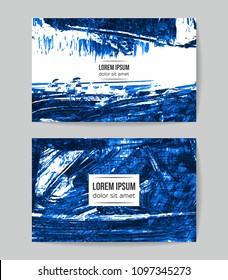 Set of vector business card templates with brush stroke background.