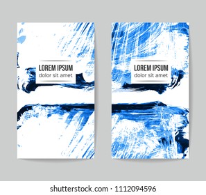 Set of vector business card templates with brush stroke background.