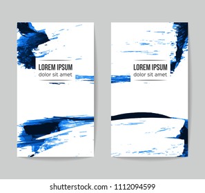 Set of vector business card templates with brush stroke background.