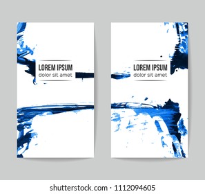 Set of vector business card templates with brush stroke background.