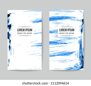 Set of vector business card templates with brush stroke background.