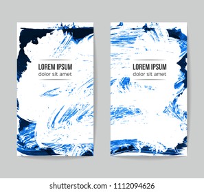 Set of vector business card templates with brush stroke background.