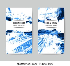 Set of vector business card templates with brush stroke background.
