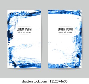 Set of vector business card templates with brush stroke background.