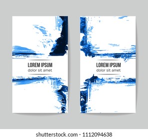Set of vector business card templates with brush stroke background.