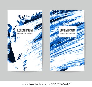 Set of vector business card templates with brush stroke background.