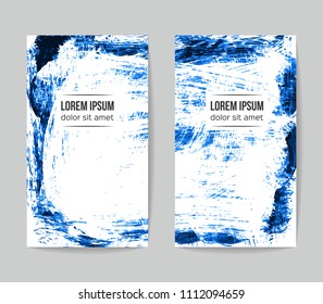 Set of vector business card templates with brush stroke background.
