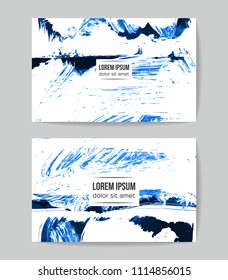 Set of vector business card templates with brush stroke background.