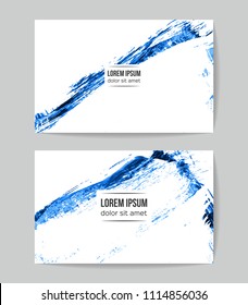Set of vector business card templates with brush stroke background.