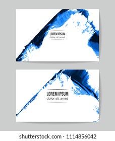 Set of vector business card templates with brush stroke background.