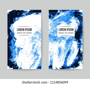 Set of vector business card templates with brush stroke background.
