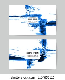 Set of vector business card templates with brush stroke background.
