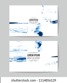Set of vector business card templates with brush stroke background.