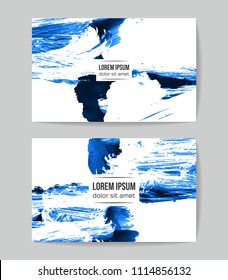 Set of vector business card templates with brush stroke background.