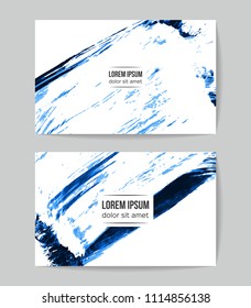 Set of vector business card templates with brush stroke background.