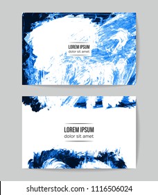 Set of vector business card templates with brush stroke background.