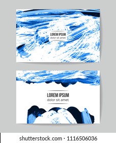 Set of vector business card templates with brush stroke background.