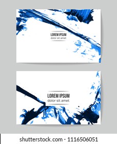 Set of vector business card templates with brush stroke background.